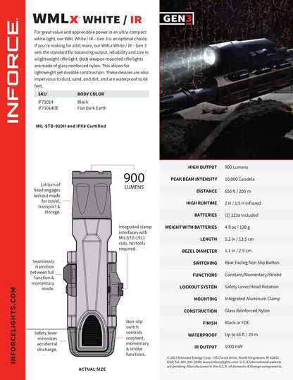 פנס נשק א״א Inforce WMLx White/IR